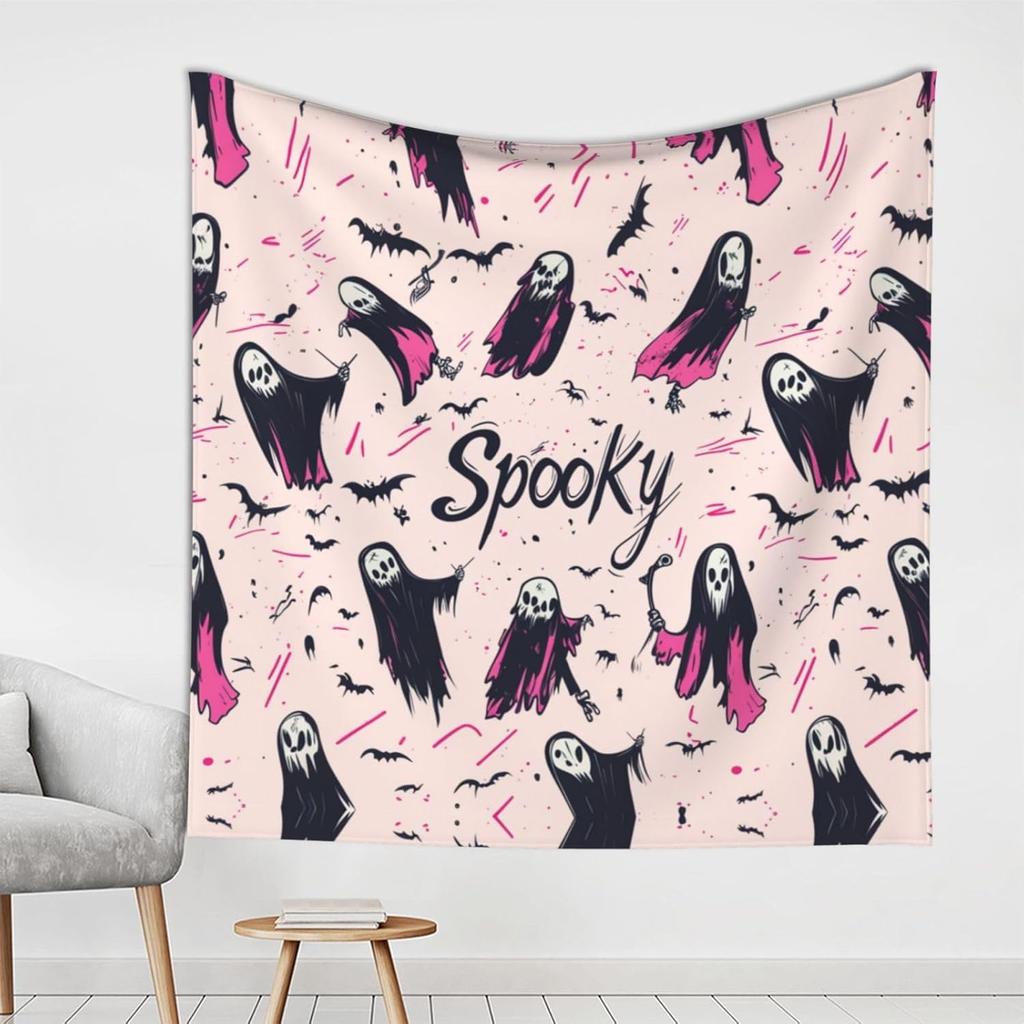 Halloween Pumpkin Tapestry Bedroom Creepy Black Cat Funny Tapestry Skull Wall Tapestry For Bedroom Living Room Dorm Decor