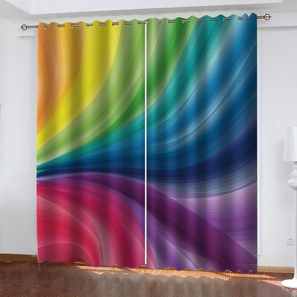 HUANZHUANG Curtain for Kids Room Multicoloured and Gorgeous Print Bedroom Set, Curtains for Living Room Window Treatment Drapes