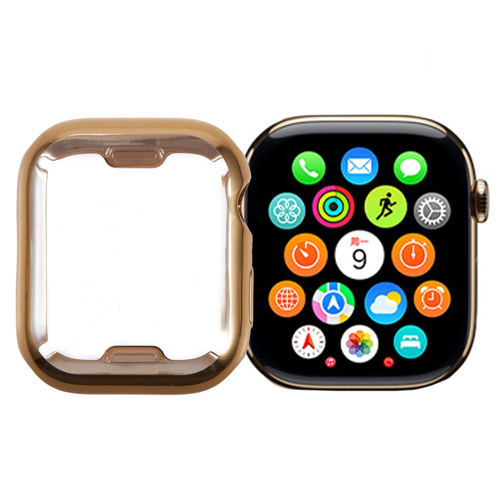 

For Apple Watch Series 9/8/7 45mm Watch Case Electroplating Full Coverage TPU Protective Cover D