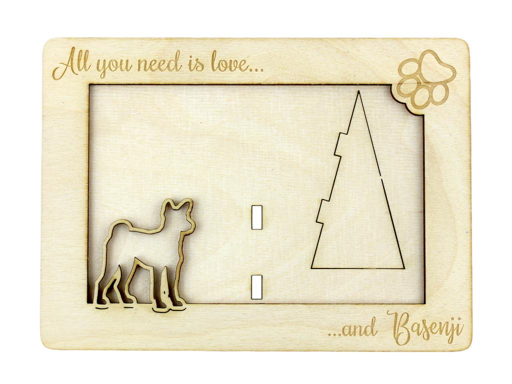 Basenji, African bush dog, Congo dog - Photo frame, engraved wooden frame, a lovely gadget for the dog lover by Art-Dog