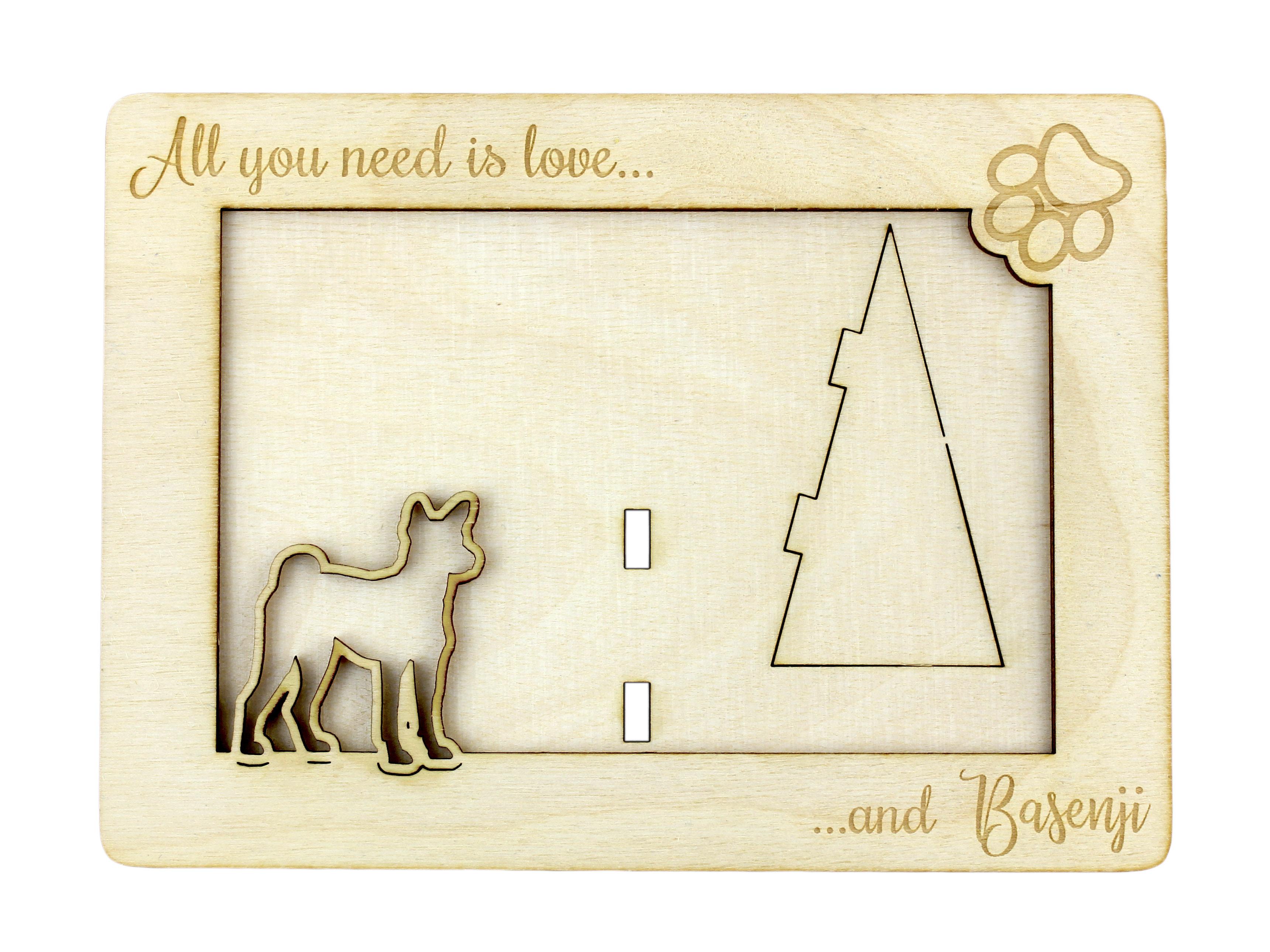 

Basenji, African bush dog, Congo dog - Photo frame, engraved wooden frame, a lovely gadget for the dog lover by Art-Dog