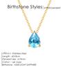 eManco Hot Sale Shiny Crystal Necklace Stainless Steel Teardrop Zirconia Pendant Women's Birthstone Collarbone Chain Wholesale