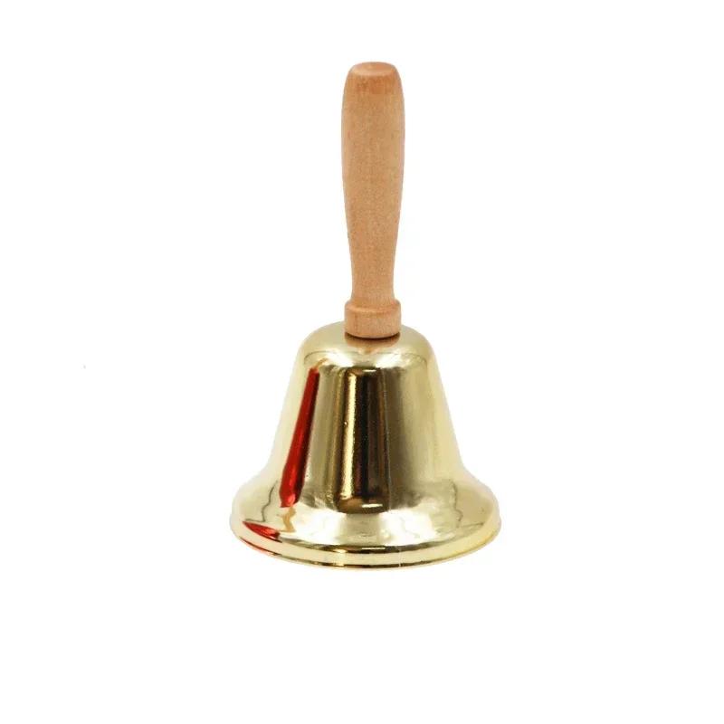 Festive Attention Christmas Hand Bell Wooden Handle Kindergarten Kids Christmas Jingle Ring Xmas Decorations Christmas Bells
