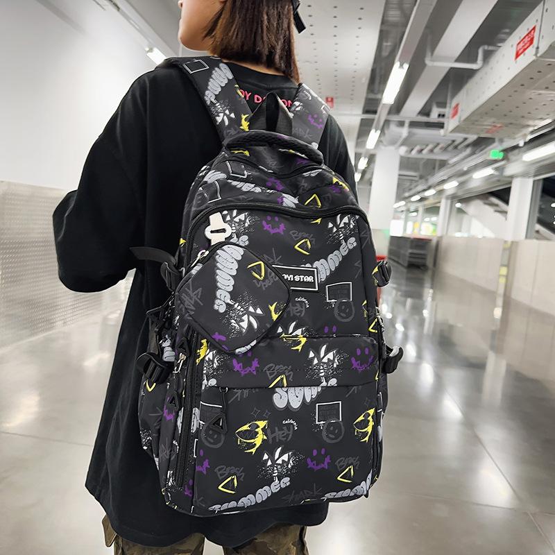 Граффити Принт Школьный Ранец Мужской Класс 4-6 Рюкзак С Монетницей зелёный — фото 16