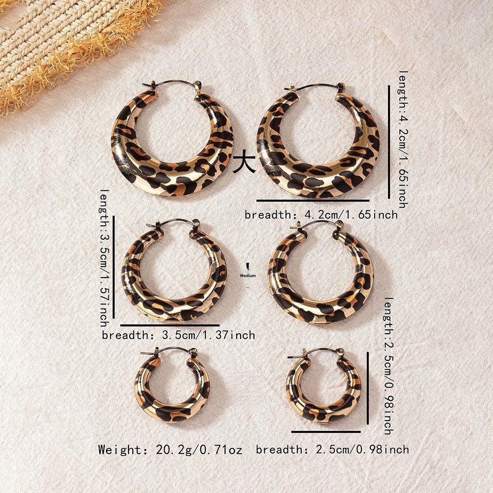 

Преувеличенные серьги-кольца Женские геометрические серьги с леопардовым принтом Серьги для темпераментных женщин