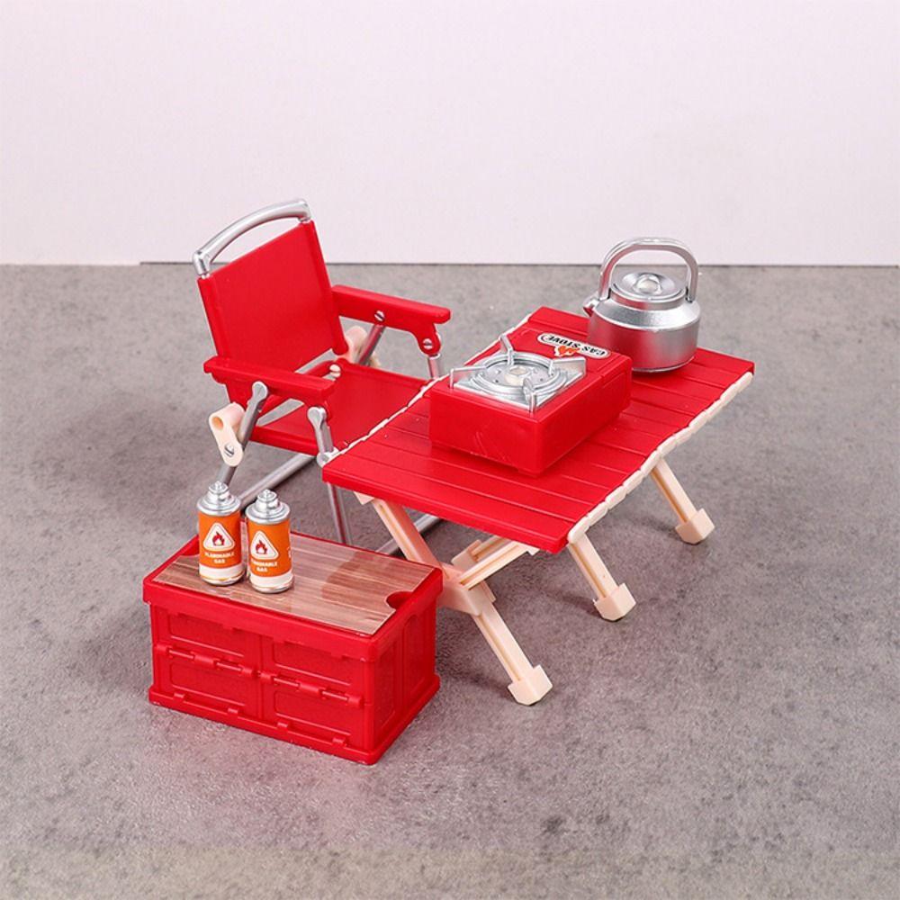 Mini Camping Picnic Set Multicolors Folding Chair Doll House Accessories