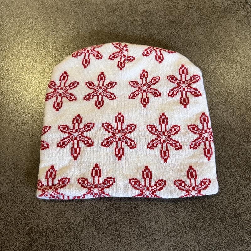 Double Pattern Floral Sided Knitted Hat Ear Protection Hood Cap For Use Outdoor
