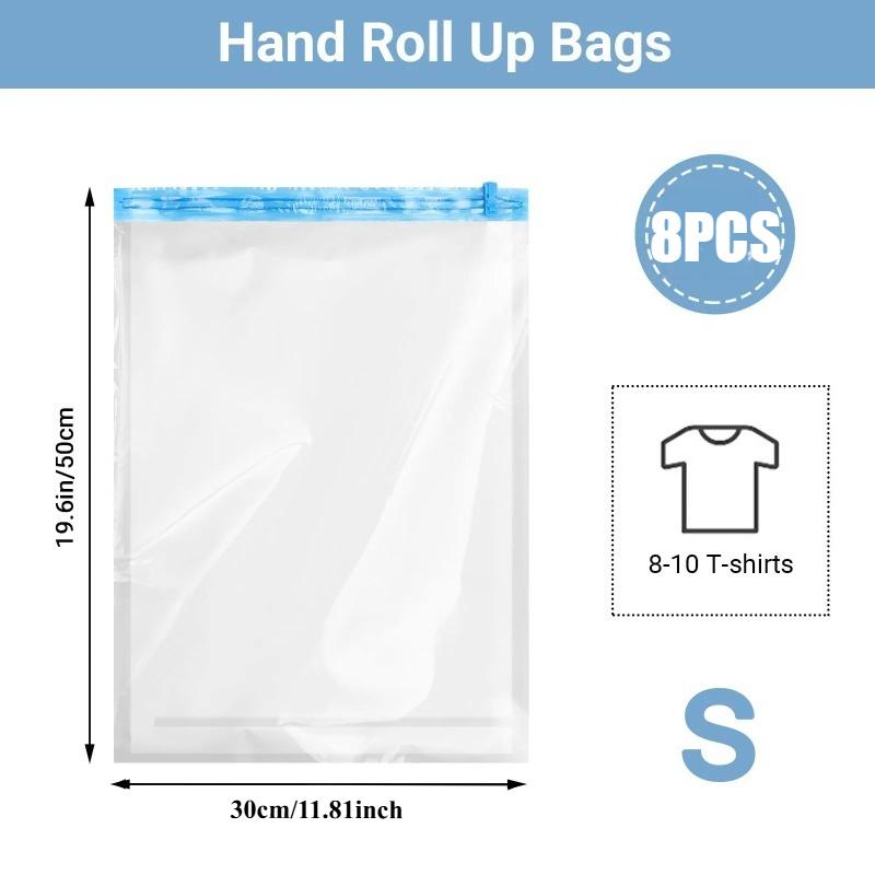 Roll Up Compression Bags Reusable Vacuum Storage Bags for Travel Organizer Saving Space In Suitcase  No Pump Required