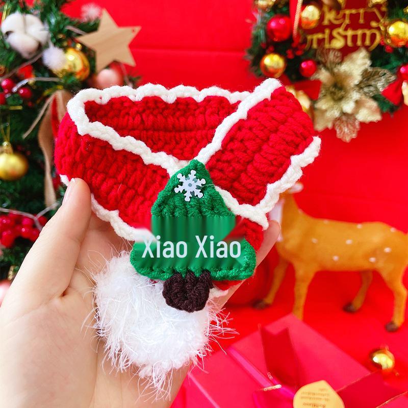 Handmade Knitted Wool Pet Scarf: Christmas Collar & Bib for Cats and Dogs