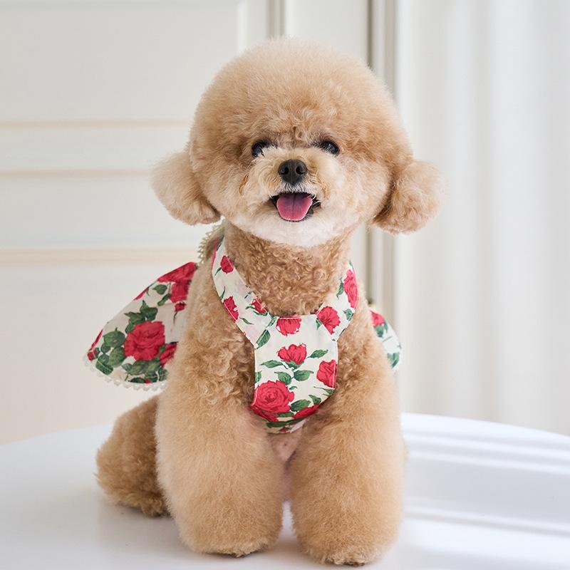 Pet Fashion Summer Rose Dress Pet Cat Dog Yorkshire Teddy Clothes Romantic Talk Multi Tank Top Dog Clothes for Small Dogs