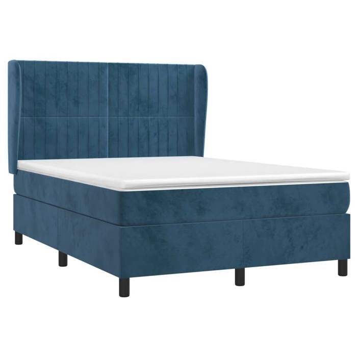 Maison Exclusive - Sommier à lattes de lit et matelas Bleu foncé 140x200cm Velours