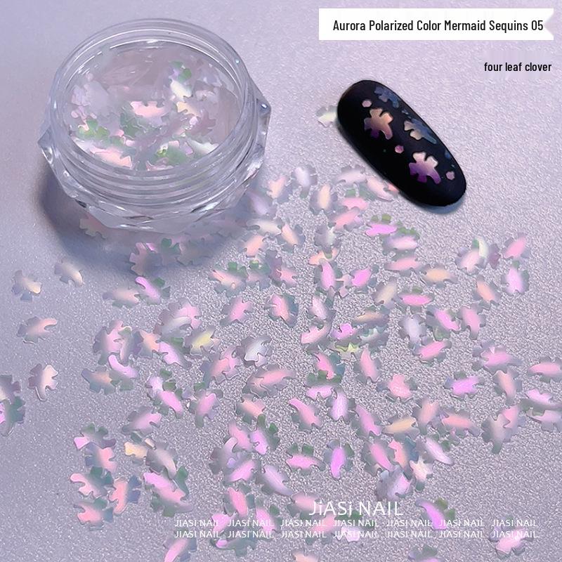 Iridescent Mermaid Nail Art Glitter & Stickers: Butterfly, Star, Irregular Shapes