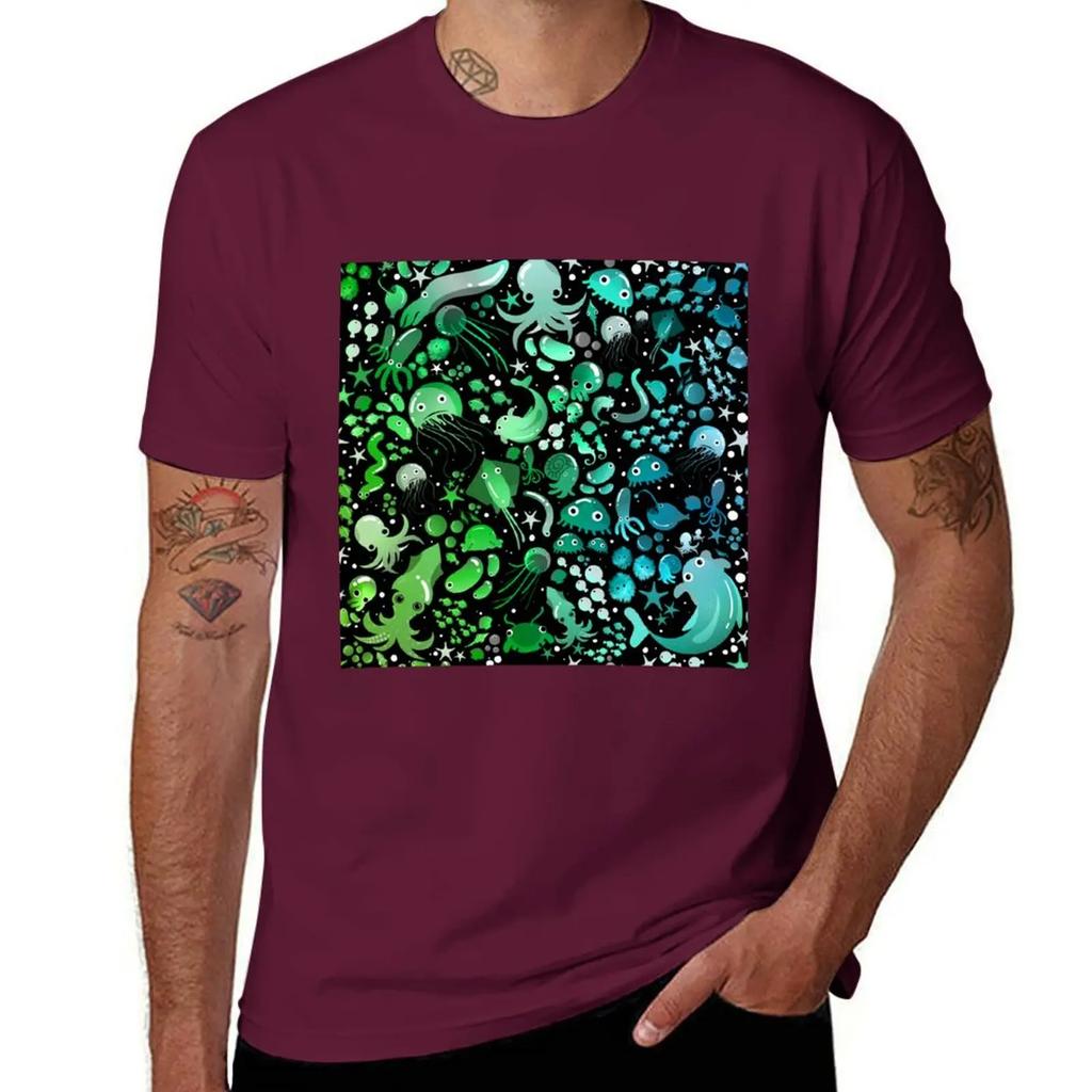 Deep Sea Life Pattern T-Shirt for a Boy Graphic Tee Shirt Plus Size Clothes T Shirt Men