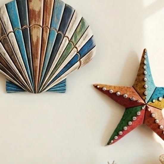 3Pcs/Set Ocean Theme Wall Decoration Wooden Fish Shell Starfish Wall Art Farmhouse Home Living Room Bathroom Nautical Coastal Hanging Ornament