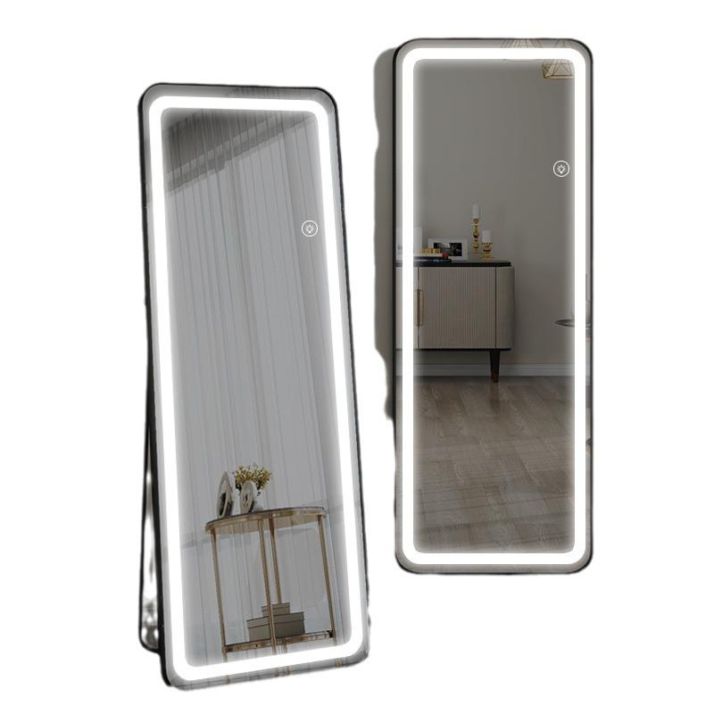 LED Wall-Mounted Full-Length Dressing Mirror with Touch Sensor for Bedroom