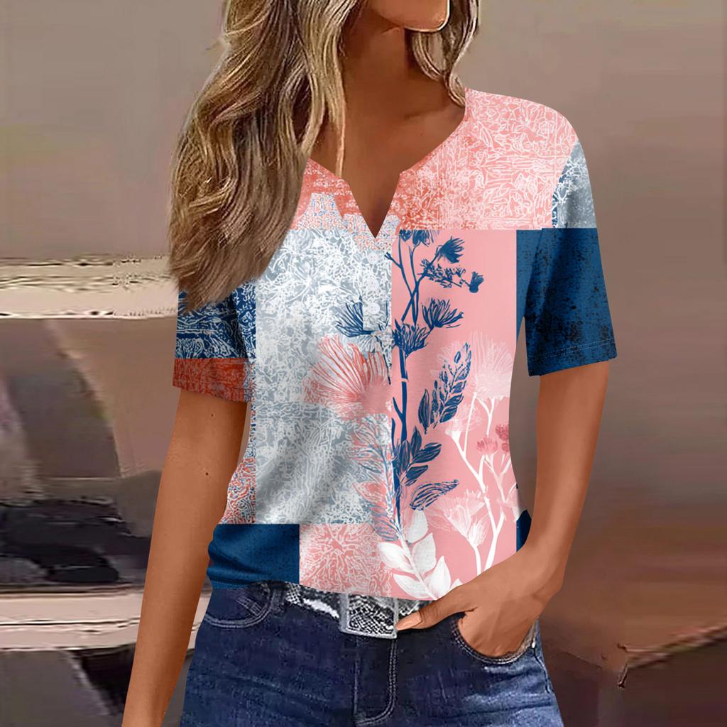 Women's Blouse Fashionable And Casual Short-Sleeved Printed T-shirt Top
