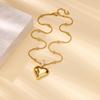 Glossy heart necklace women's copper plated k gold temperament personality design clavicle chain titanium steel necklace