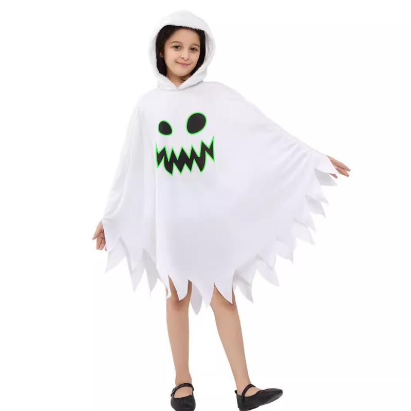 White luminous ghost cape cape halloween children's costume luminous grimace shawl party costume