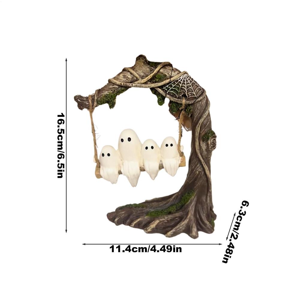 Halloween Cute Ghost Tree Swing Decor Swing Ghost Halloween Figurines Table Decor Spooky Halloween Decorations Party Supplies