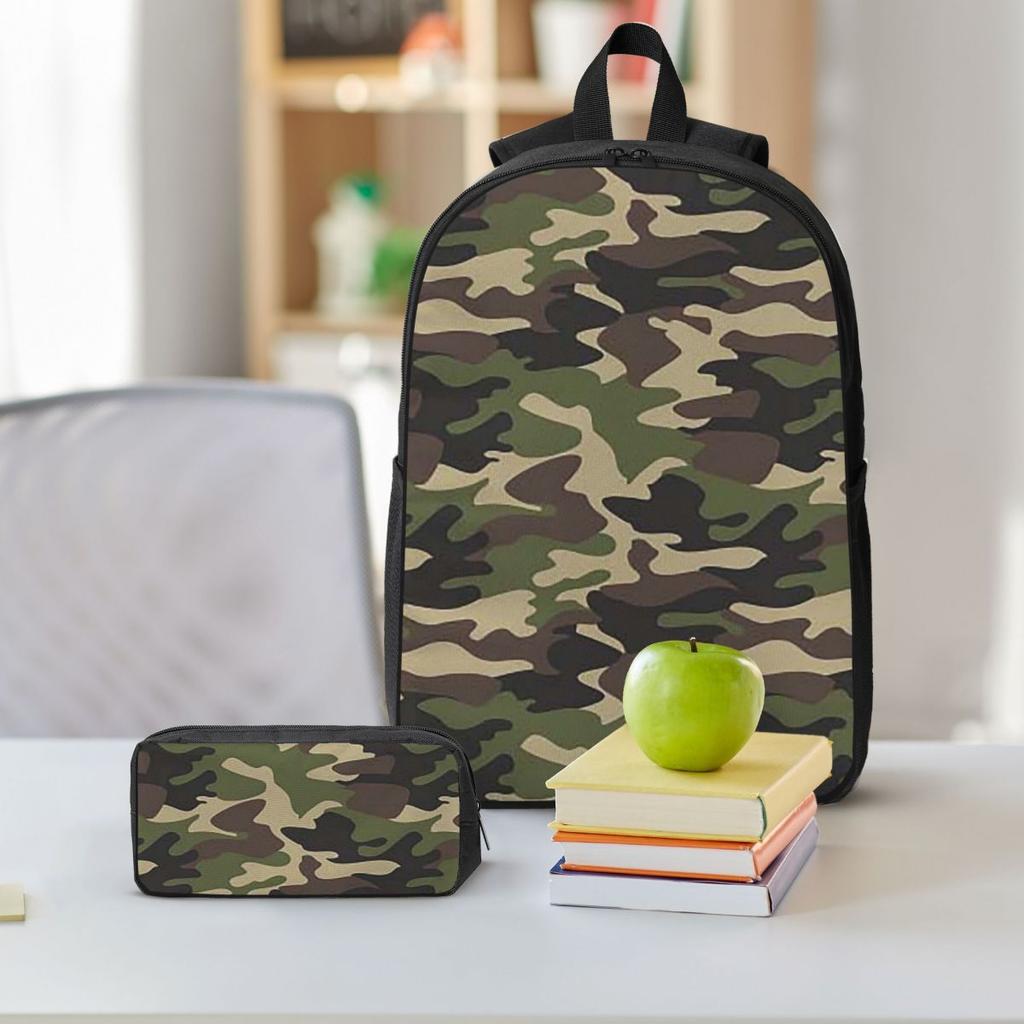 Camo Backpack Boys Girls BookBag School Bag Shoulder Bags 3ps Insulated Lunch Bag Pencil Case