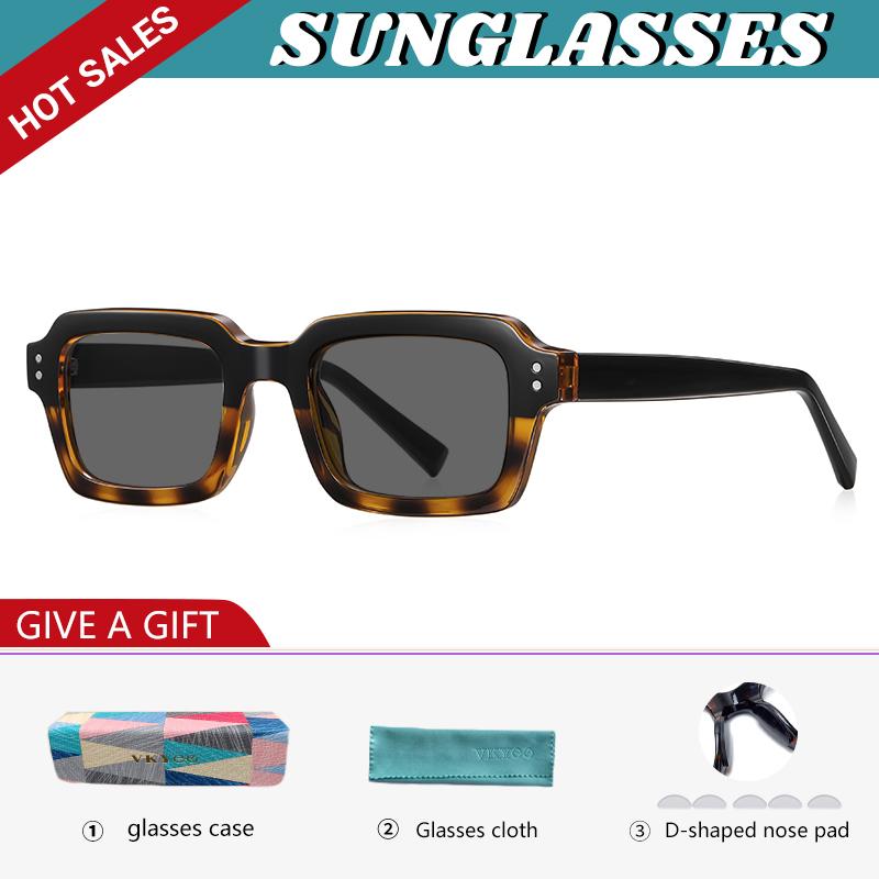 GENEVIEVE Simple Geometric Square Box Photochromic Anti-blue Light Glasses Polarized Sunglasses Can Be Customized Prescription