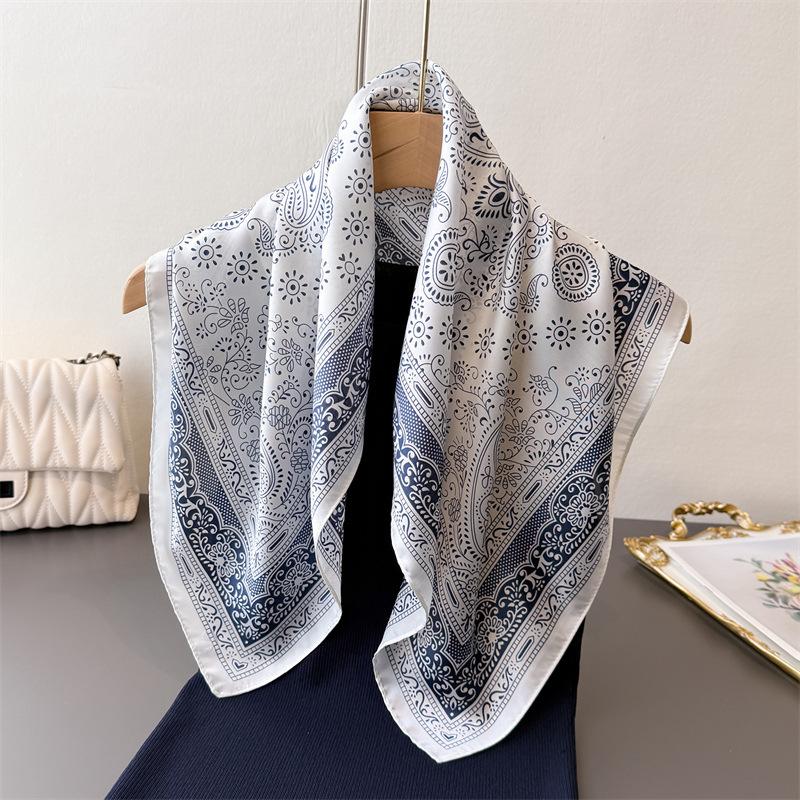 Luxury Horse Print Female Silk Neck Scarf Square Hair Scarves Foulard Head Band Shawls Wraps Neckerchief Bandana Women