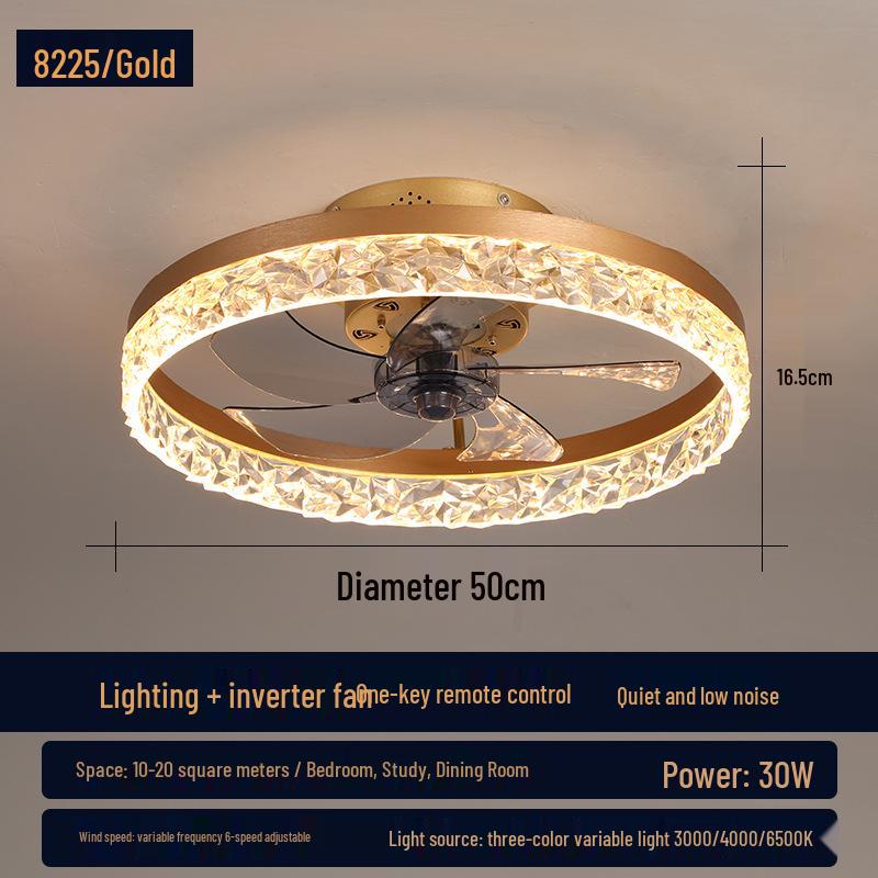 Round DC Variable Ceiling Fan Light for Simple Bedrooms
