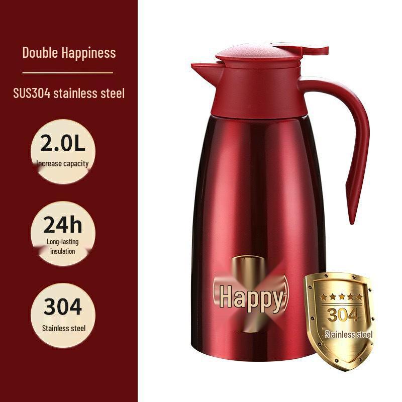 Stainless Steel Wedding Thermos Pair - Red Festive Dowry Gift Set
