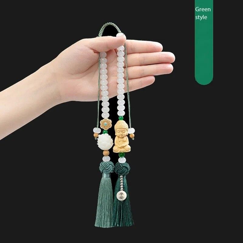 Buddha Bodhi Car Pendant High-end Safety Car Accessories Car Lotus Mirror Pendant Chinese Wind Supplies
