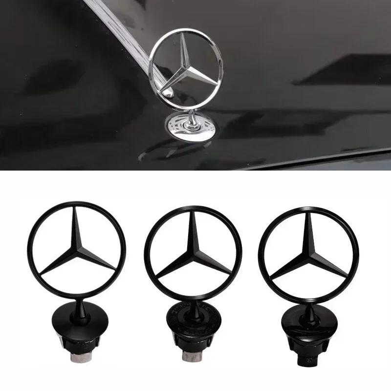 3D Car Front Bonnet Hood Emblem Round Zinc Alloy Badge For Mercedes Benz C E S Class W204 W205 W212 W213 W211 W220 W222 W223