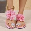 Foreign trade flower pinch foot flip-flops women wear beach flat women's shoes 2025 new European and American fashion