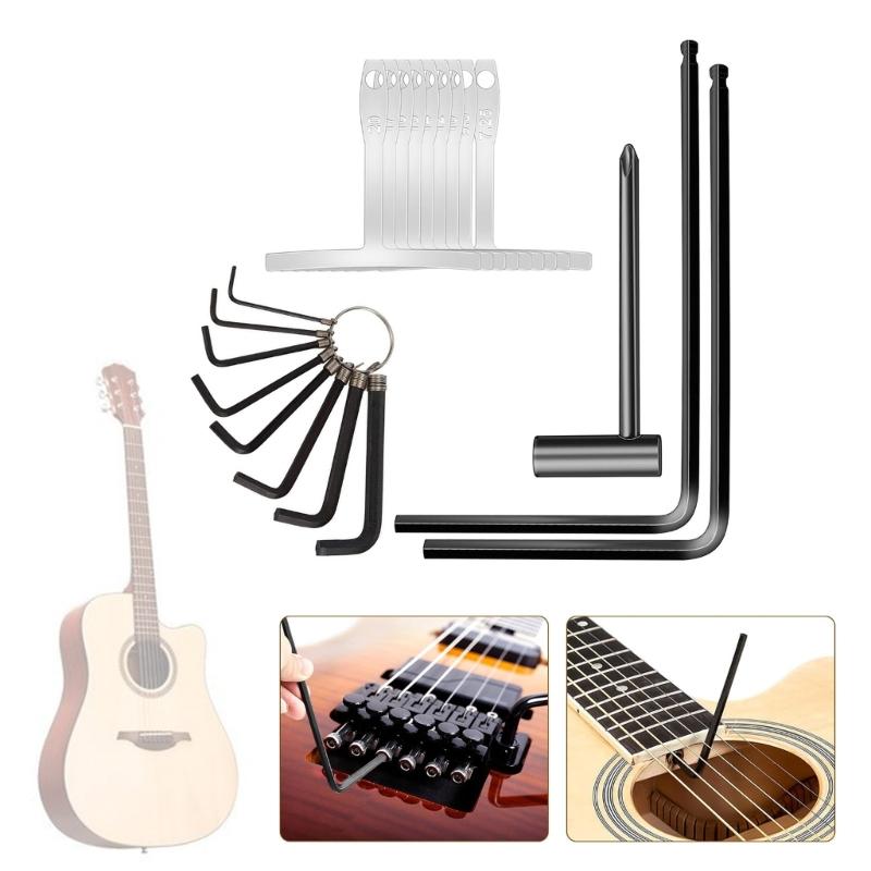20Pcs Guitar Repair Tool Guitar Trusses Rod Allen Wrench Fretboard Radius Gauges