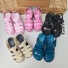 Women's Jelly Shoes Girls Hollow Toe High Heels Roman Sandals Ladies Non Slip Beach Shoes Sandals
