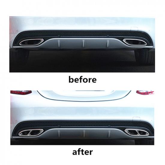 2pcs Exhaust Muffler Cover Trim For Mercedes Benz A B C E Class W205 2015-2016