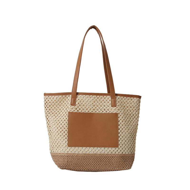 

Соломенная сумка женская 2025 новая ретро плетеная сумка большой вместимости отпускной ветер сумка-тоут сумка-овощная корзина сумка для поездок на работу