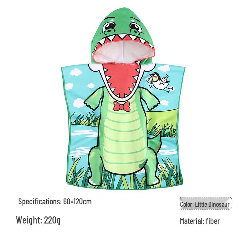 Kids' Quick-Dry Cartoon Swim Cape - Wearable Bath Towel with High Absorption