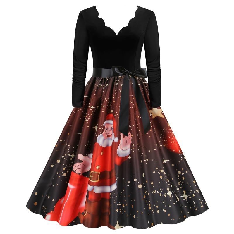 JPNTKY Fashion Spring Autumn Long Sleeve V-Neck Casual Dresses