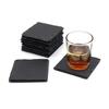 Pack of 8 Slate Coasters with Metal Holder,4 Inch Black Slate Stone Coasters,engraving with Anti-scratch for Drinks,coffee, Bar