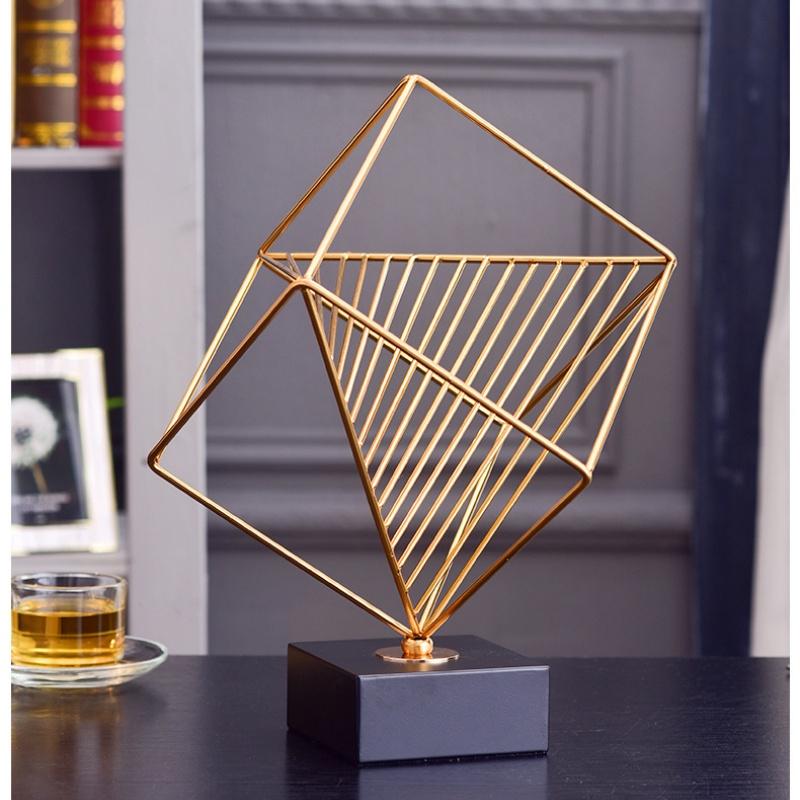 Metal Handicrafts Geometric Square Rubik's Cube Metal Gold Ornaments Hollow Square Metal Figurine Home Decoration Accessories