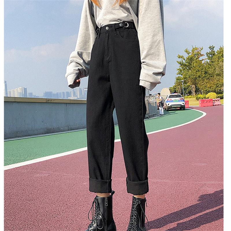 2022 Winter Korean stytle Fashion Warm Womens High Waist Casual Comfort Warm Jeans Loose Denim Harajuku Streetwear straight Pant