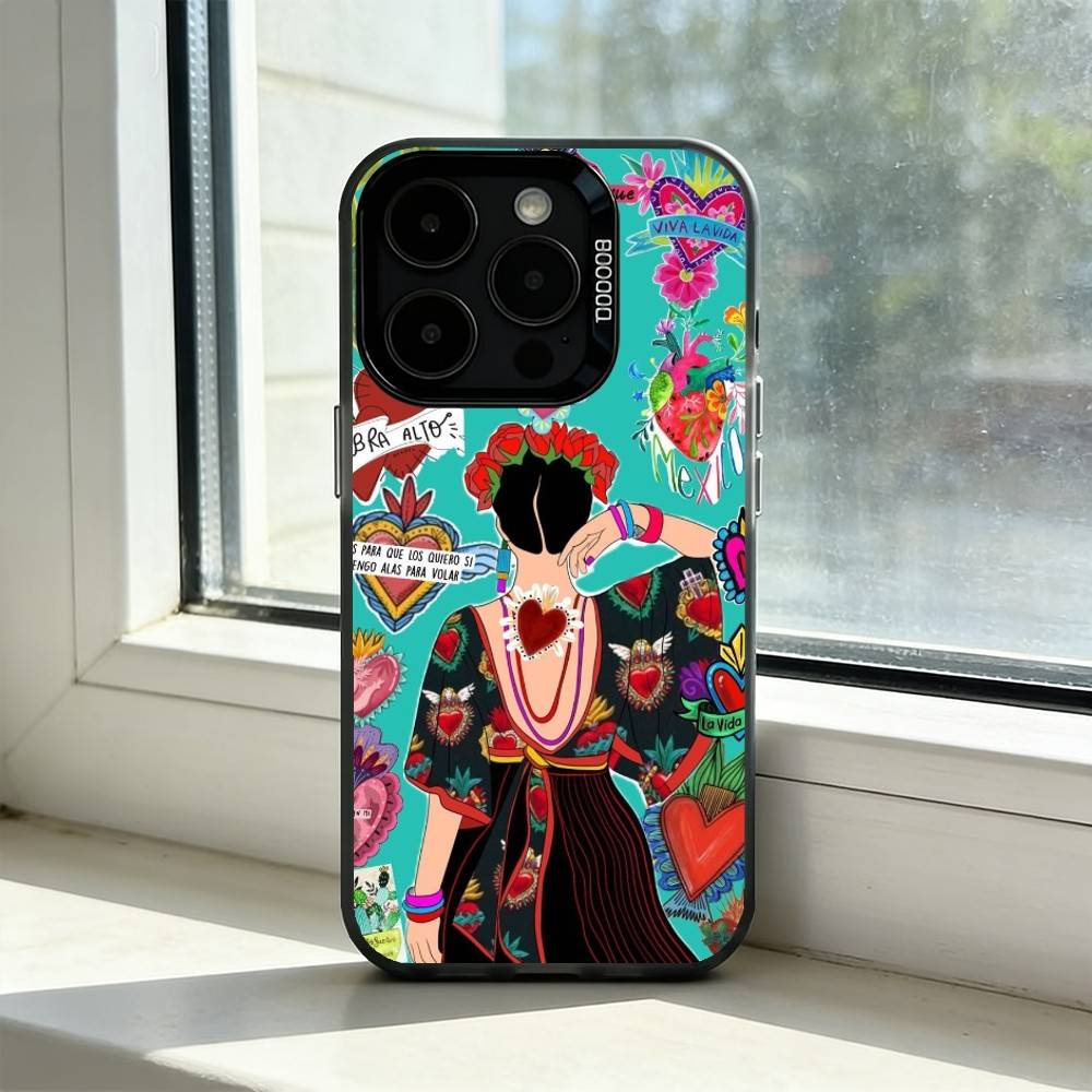 

Fashion FridaS-S K-Kahlo Phone Case For iPhone 17,16,15,14,13,12,11 Plus,Pro Max,XS,Colorful Silver Phone case Funda Cover iPhone14Plus