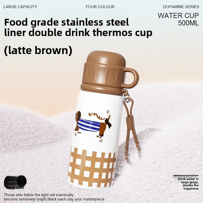 Portable Girls Insulated Cup With Straw And Handle For School And Outdoor Use