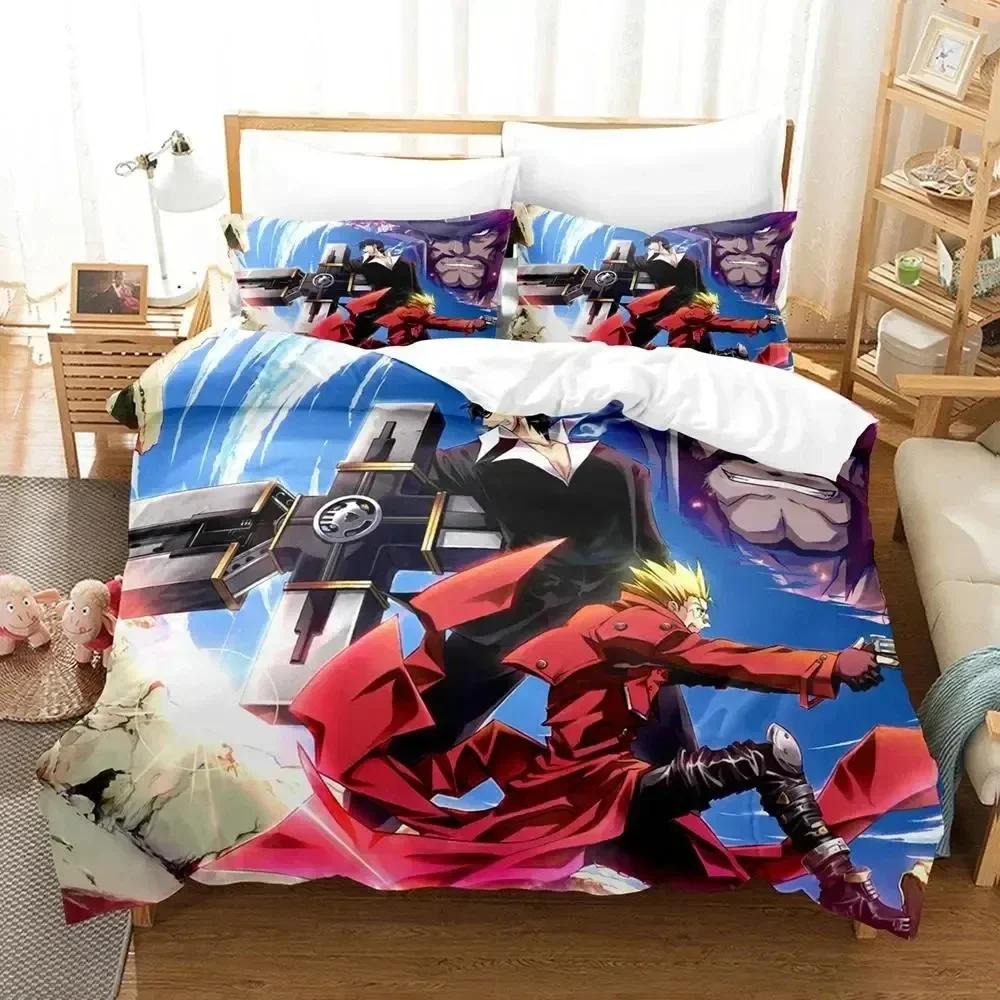 Anime TRIGUN STAMPEDE Bedding Set Printed Bed Set With Pillowcase Bed Duvet Cover Soft Queen King Size Bedclothes Home
