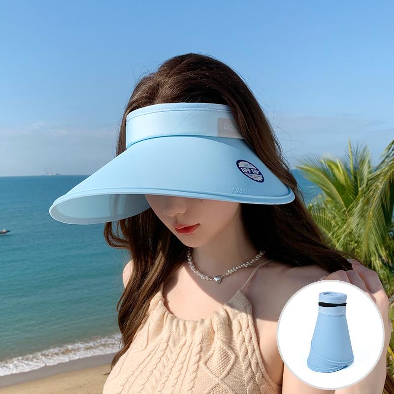 8505 summer UV protection hat women's outdoor travel sun protection sun hat large brim face covering empty top sun hat