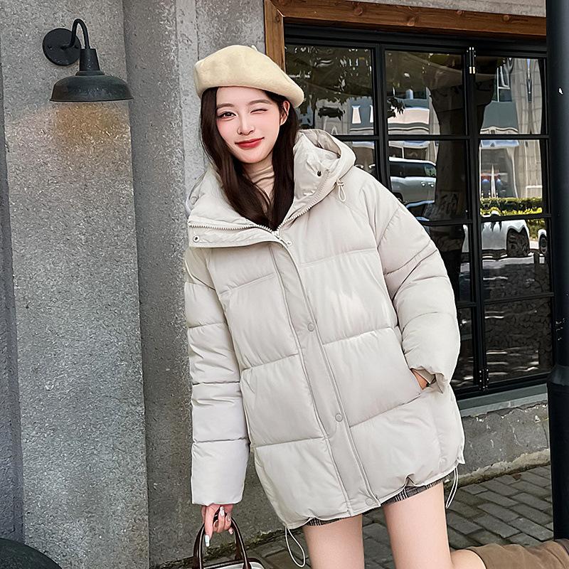 2025 Simple New Cotton-padded Clothes Women's Winter Medium and Long Korean Version Loose Thickened Cotton-padded Clothes Cotton-padded Jackets Versat