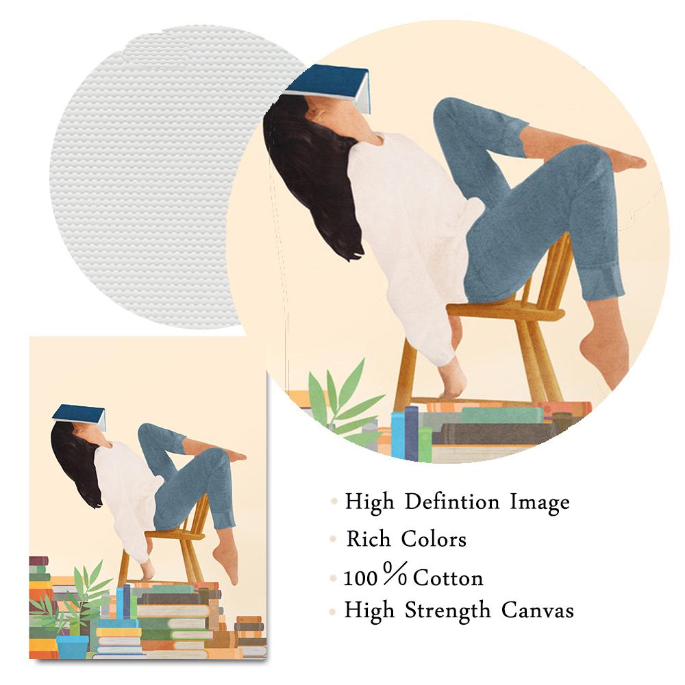 Lost In My Books Canvas Art Painting Morning Wine Poster and Print Summer Vacation Wall Art Pictures For Living Room Home Decor