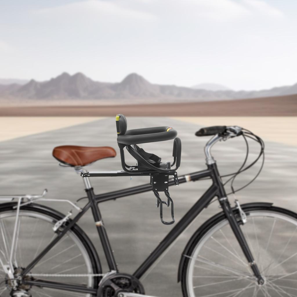 Child Bike Seat – Adjustable Safety Seat with Guardrails & Seat Belt – For Ages 1-5 – 77 lbs Load Capacity – Black