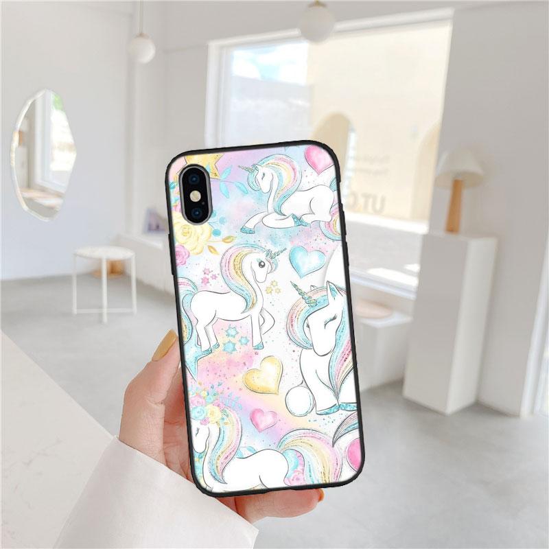 LO22 Cartoon Unicorn Soft Shell Phone Case for iPhone SE X XS XR 11 16E 17 Pro Max Air 8 7 6 6s Plus