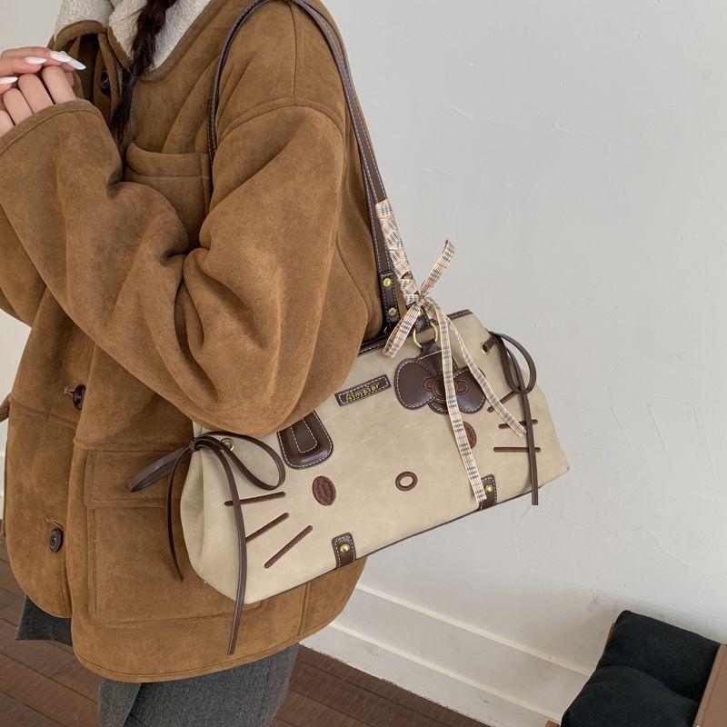 Cute Cat Women s underarm bag New Fashion Tote Bag Minimalist Bow crossbody bag Cartoon Underarm Handbags commuter pouch