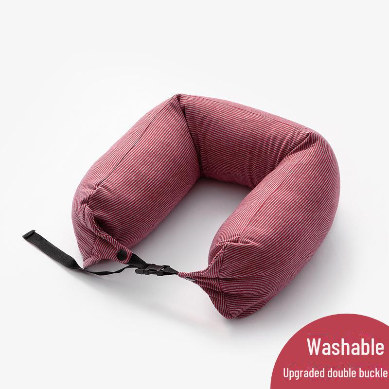 

Многофункциональная дорожная подушка MUJI: U-образная форма, поддержка шеи, полосатая талия, частицы пены, японская цилиндрическая форма. 14*65cm